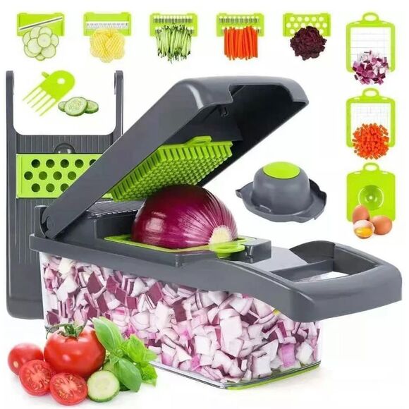 Duse Four Kitchen Vegetable Multifunctional Food Chopper Veggie Slicer‎ 14-Pcs - Picture 1 of 12